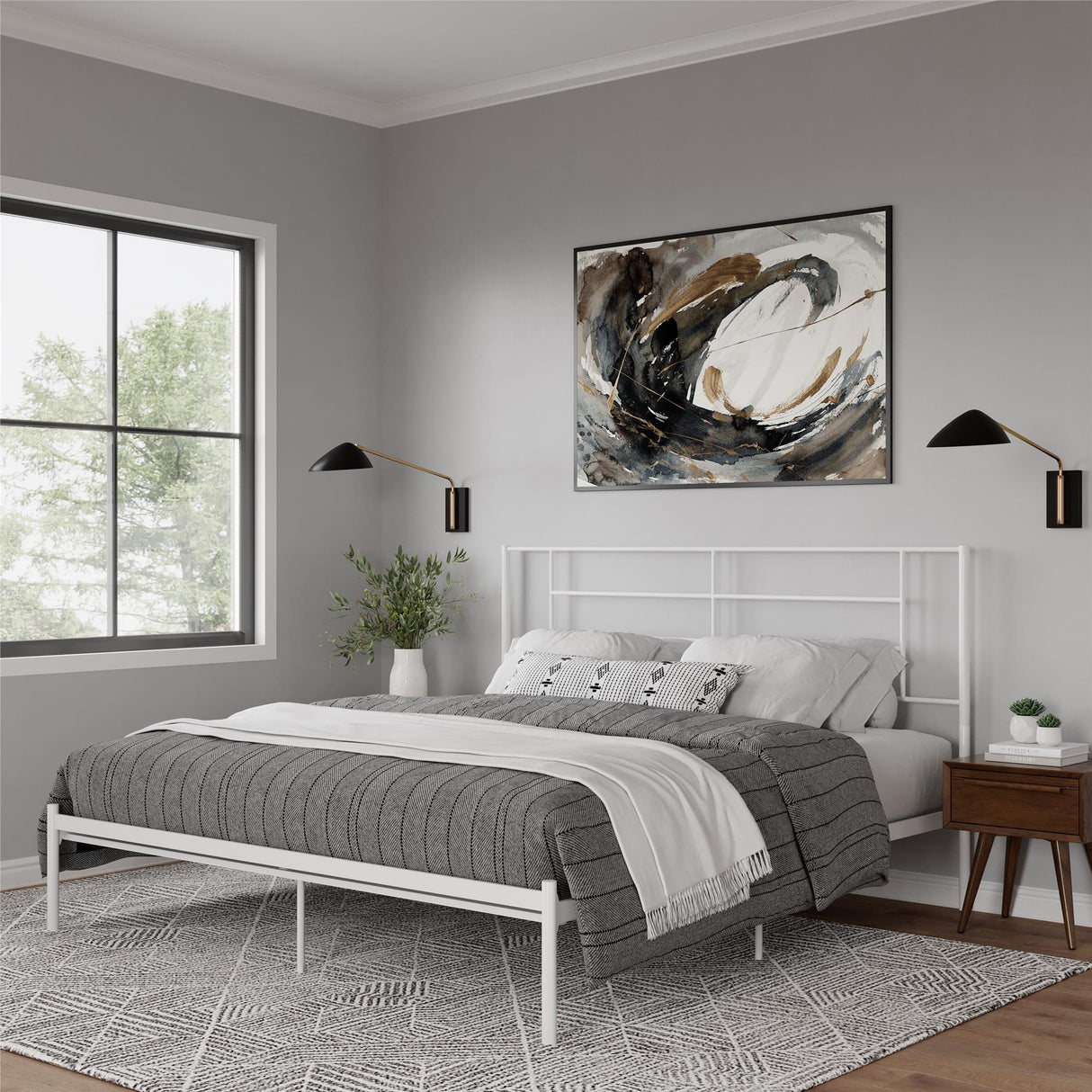 Praxis - King Bed With Simple Headboard - White