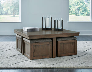 Boardernest - Cocktail Table With 4 Stools (Set of 5) - Brown