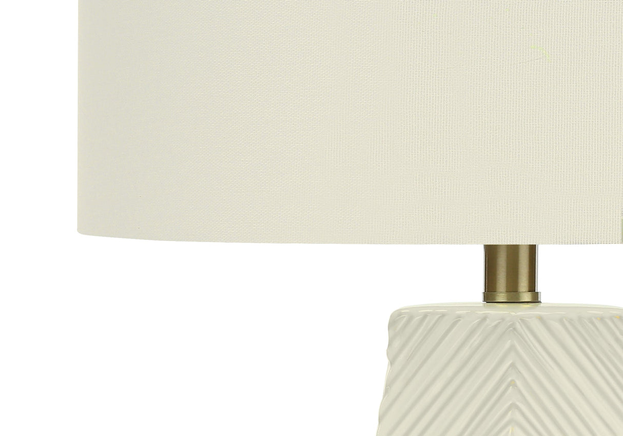Contemporary White Ceramic Table Lamp with Ivory Shade