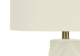 Contemporary White Ceramic Table Lamp with Ivory Shade