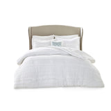 5 Piece Microfiber Ruffled Comforter Set White Cal King