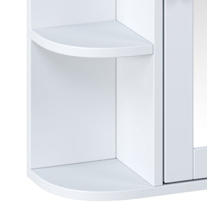 Bathroom Wall Storage Cabinet With Mirror And Adjustable Shelf, 6 Open Shelves