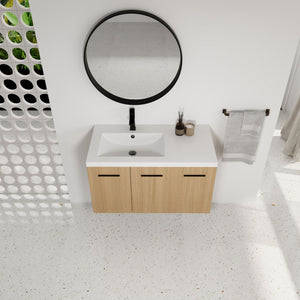 Wall Mounted Floating Bathroom Vanity With Sink, 3 Door Modular Cabinet