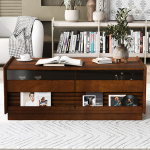 Modern Rectangle Coffee Table with 4 Drawers and 2 Display Shelves