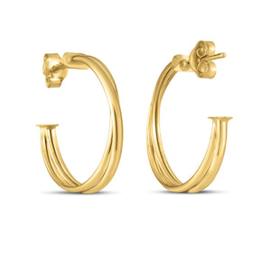 14k Yellow Gold Large Crossover Hoops