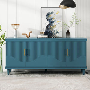 4 Door Cabinet, Large Storage For Living Room - Blue