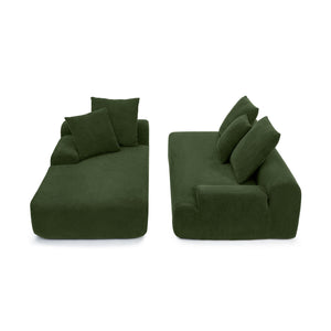 L-Shape Sectional Sofa, Modular Compressed Couch For Living Room Bedroom, 4 Seater - Green