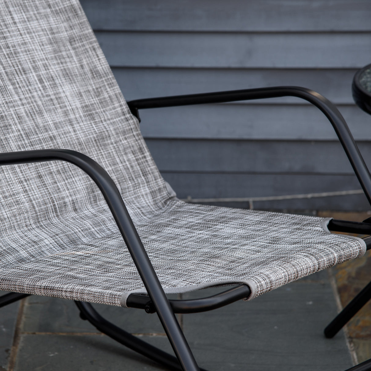 Outsunny garden rocking chair, outdoor indoor sling fabric rocker for patio, balcony, porch, grey