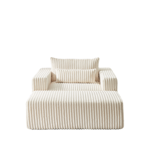 75-Inch Corduroy Sofa Lounge Chair with Removable Footrest