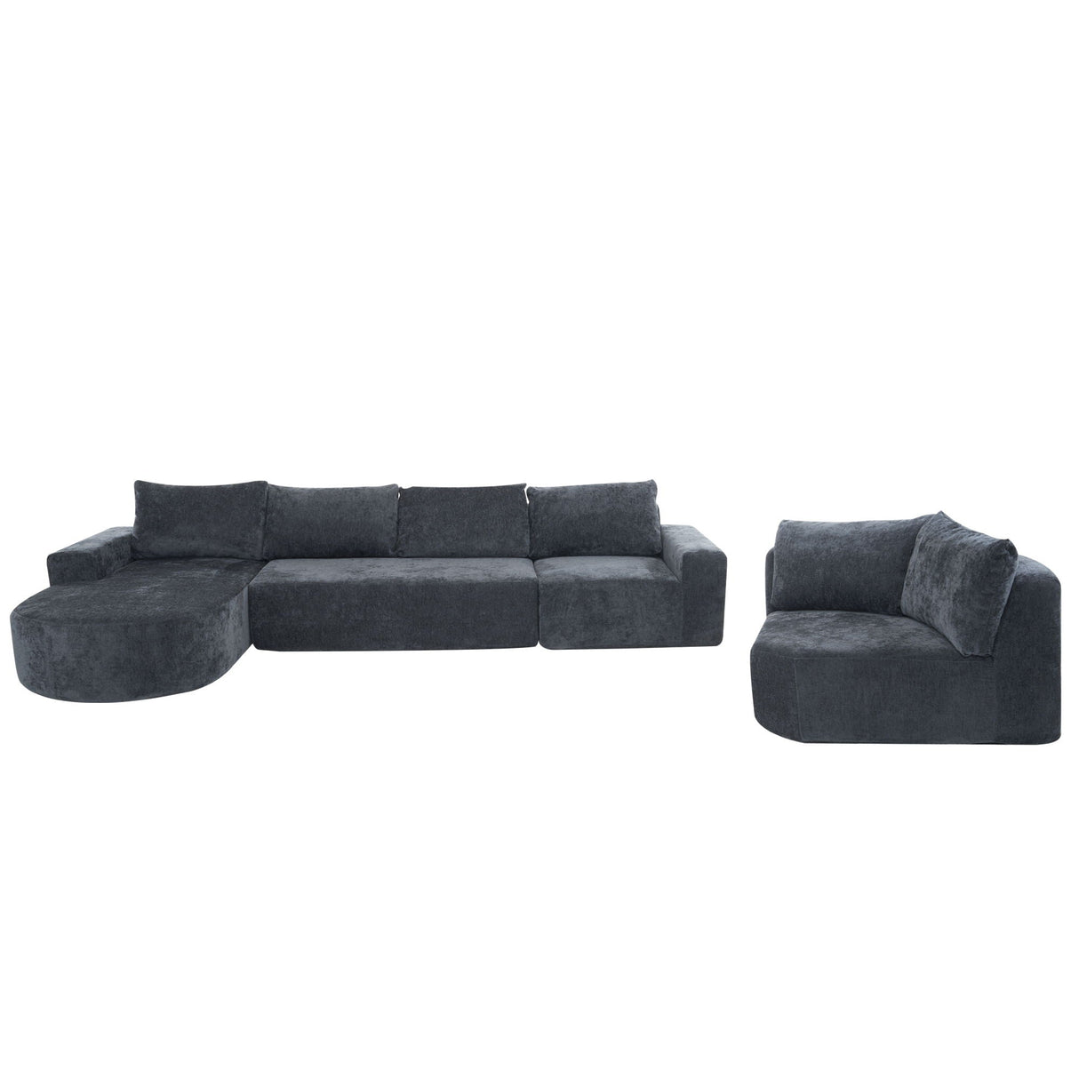 Modular Cloud Sectional Sofa Set, U-Shaped Upholstered Couch With Deep Seat