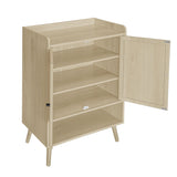 2 Door Shoe Rack, Freestanding, Modern Shoe Storage Cabinet, For Entryway - Natural