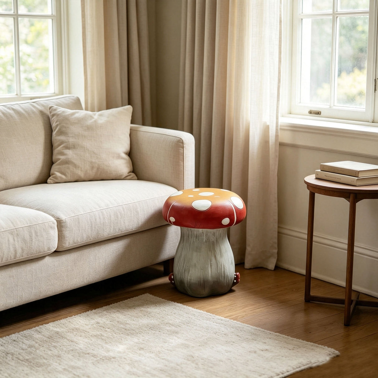 13.4" Oversized Mushroom Statue Stool