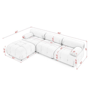 Modular Sectional Sofa, Button Tufted Design With Diy L-Shaped Layout, Reversible Ottoman