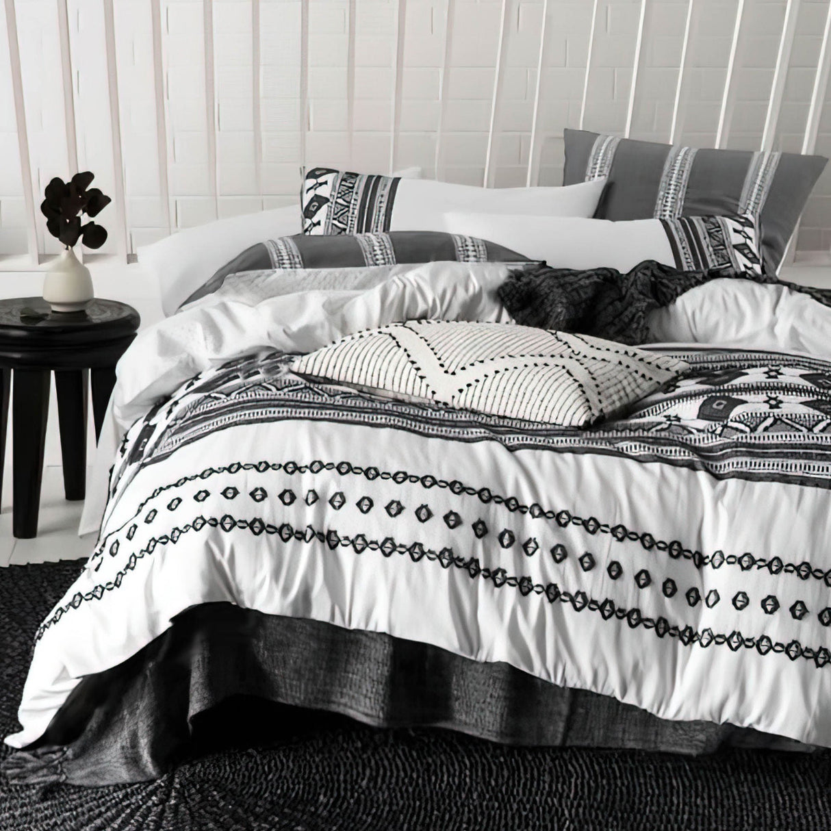 Nichols 5 pc Black Cotton Comforter Ensemble