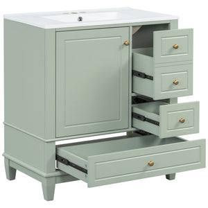 Freestanding Bathroom Vanity With Sink, Soft Close Door, 3 Drawers