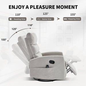 Heat Massage Manual Recliner Chair with Rocker and Swivel
