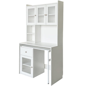Computer Desk with Glass Door for Home Office or Study