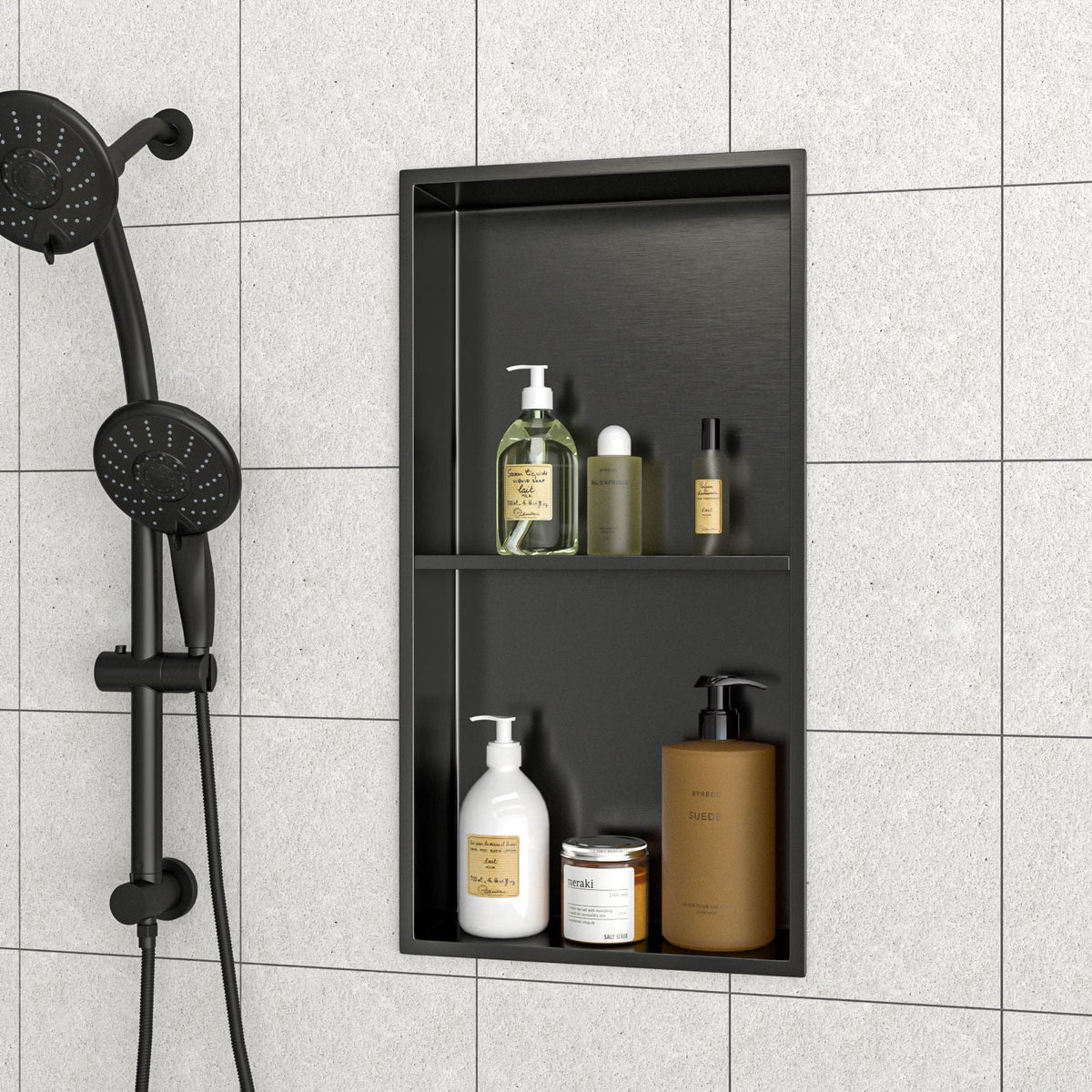 Modern Stainless Steel Shower Niche Double Shelf For Bathroom