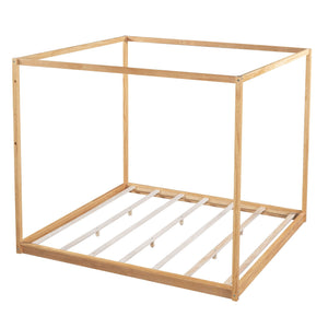 Wood Canopy Platform Bed With Support Legs And Airflow Slats