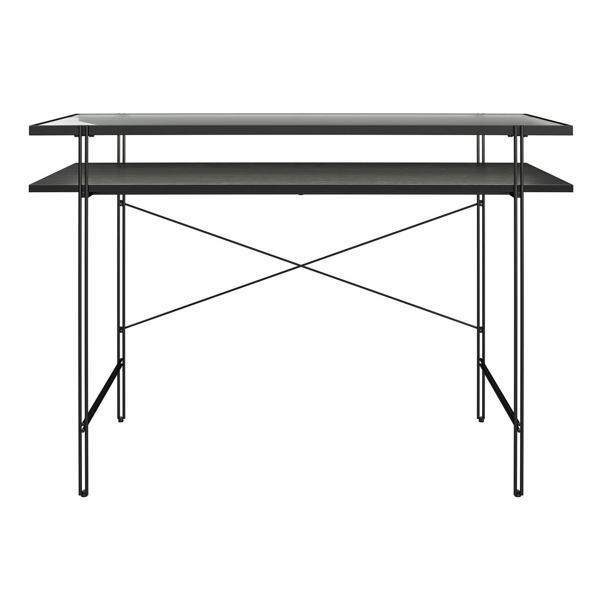 Vance Computer Desk With Fluted Glass Desktop - Black