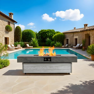 Outdoor Firepit Table 48 x 24 Inch Rectangle Fire Pit Table