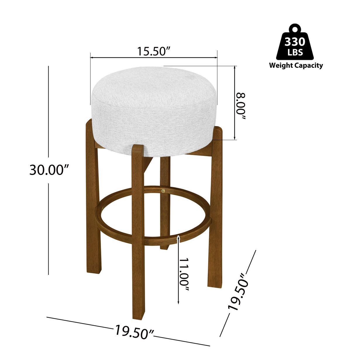 Vera Indoor Wooden Upholstered Barstool - Dark