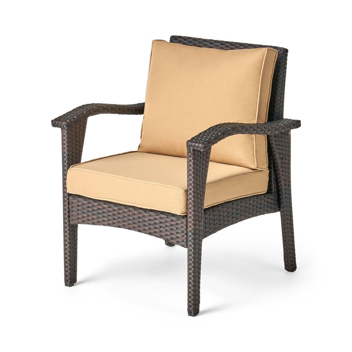 HONOLULU Brown Club Chair Set of 2 with Weather-Resistant Wicker Finish and Cushions