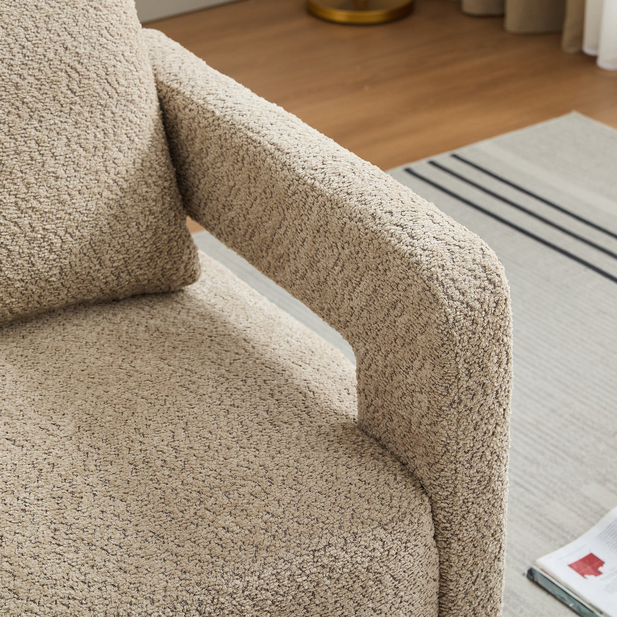 Stonewell Square Swivel Accent Chair with Open Back