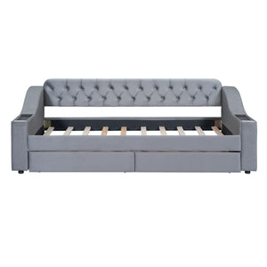 Upholstered Daybed With Storage Armrests And USB Port