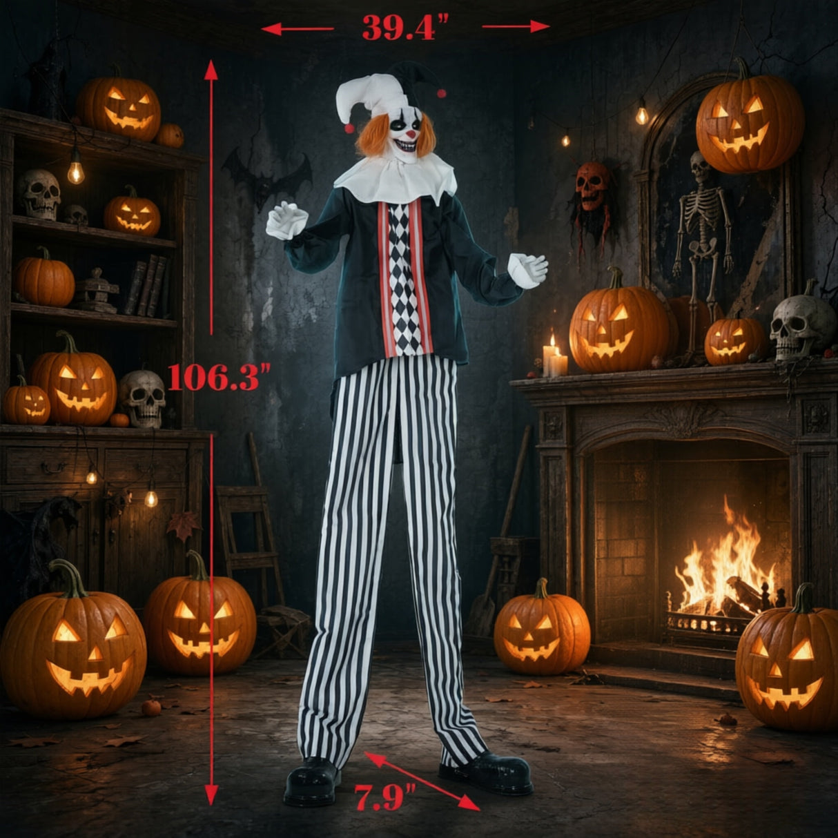 Frightening Giant Clown Prop with Realistic Facial Expressions