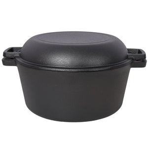3 In 1 Pre-Seasoned Cast Iron Dutch Oven, 5 Quart with Silicone Handles