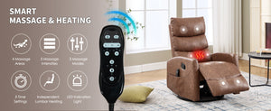Heat Massage Manual Recliner Chair with Rocker and Swivel