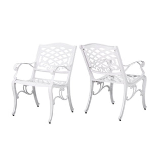 Unravel Outdoor Arm Chair With Scroll Design And Floral Accents (Set of 2) - White