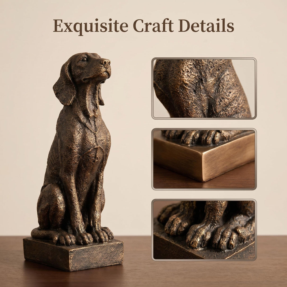 Vintage Bronze Sitting Hound Dog Statue