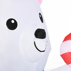 Outsunny 5ft Christmas Inflatable Outdoor Decoration Blessed Polar Bear and Penguins in the Cup