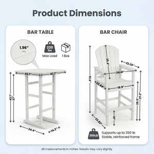 HDPE Bar Height Adirondack Patio Chair with Cup Holder and Armrests