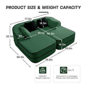 77.2" Teddy Fabric Modular Sofa