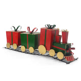 Festive Iron Train Decor with Gift-Shaped Carriages