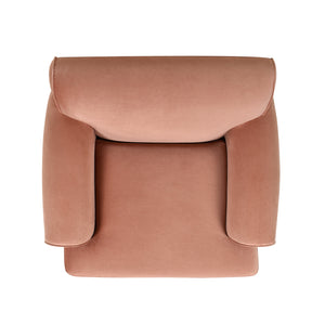 Alana 38" Lawson Accent Arm Chair Metal Casters, Peach Orange Velvet