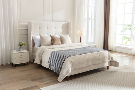 Luxury Wingback Upholstered Bed Frame