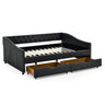 Upholstered Tufted Daybed With Drawers, Waved Arms