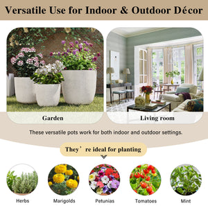 U_Style Lightweight Matte Textured MGO Outdoor Indoor Flower Pot Set of 3