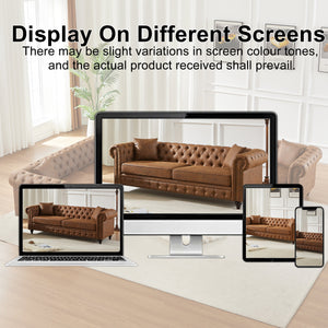Tech Fabric Chesterfield Sofa with Rolled Arms - 3 Seater