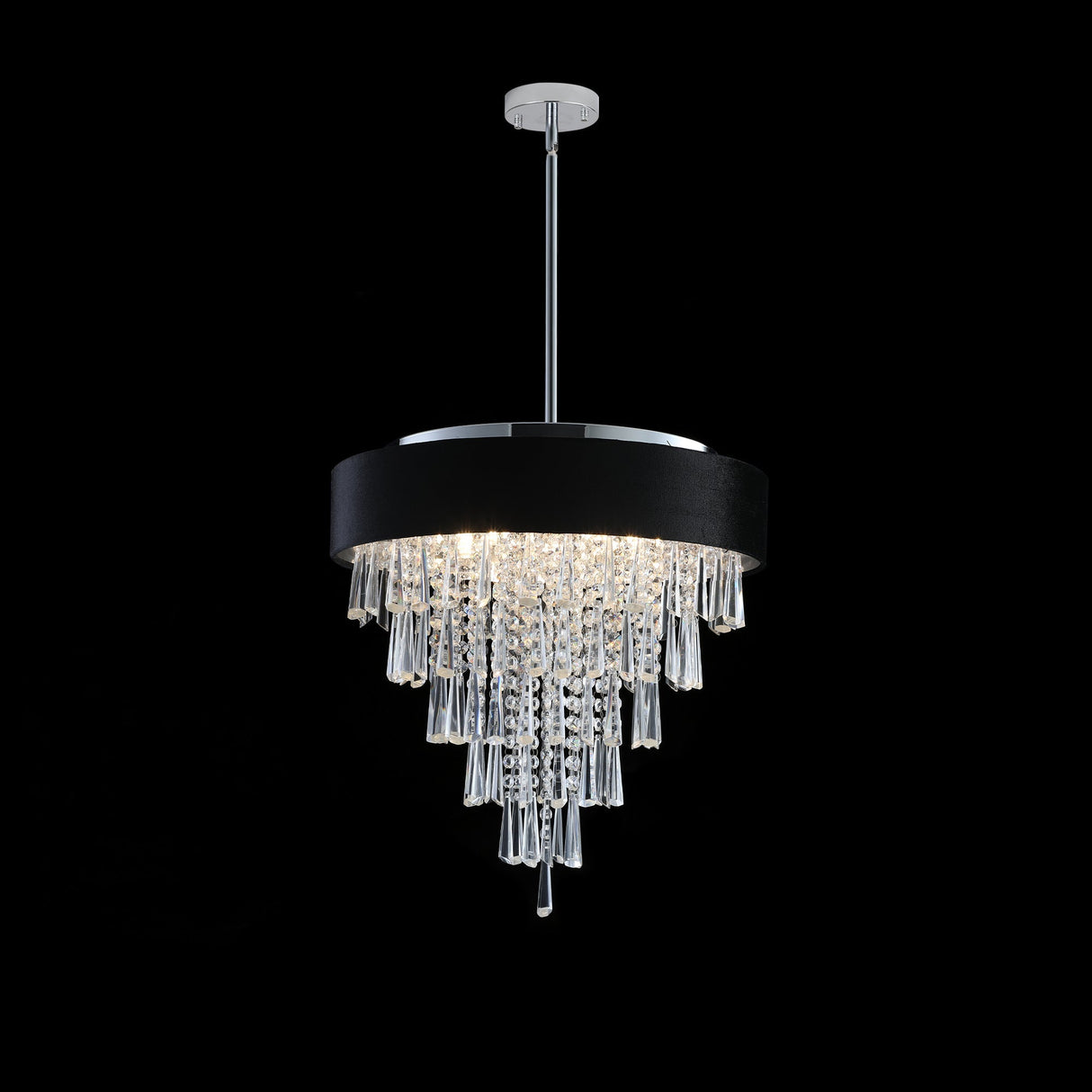 18-inch Modern Crystal Chandelier with Black Velvet Shade