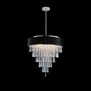 18-inch Modern Crystal Chandelier with Black Velvet Shade