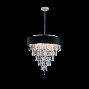 18-inch Modern Crystal Chandelier with Black Velvet Shade