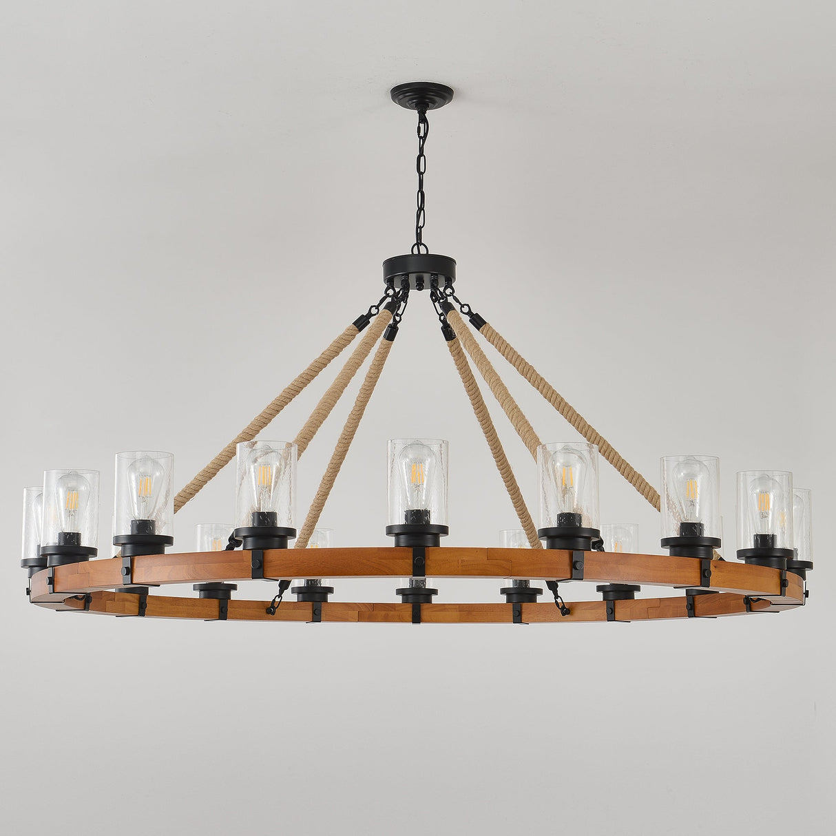 18-Light Rustic Wagon Wheel Chandelier
