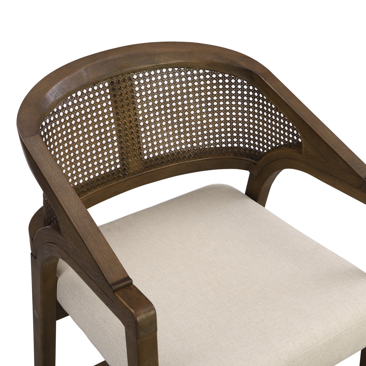 Wooden Frame Counter Stool with Rattan Back, Set of 2