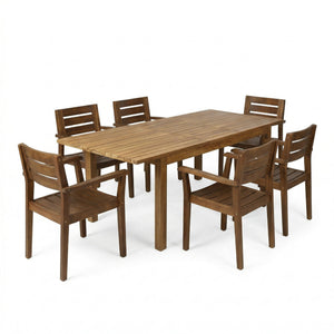 7 Pieces Acacia Wood Outdoor Dining Set