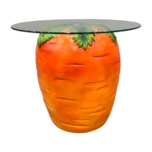Carrot Shaped Side Table with Glass Top